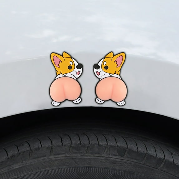 Gmogad 3D Corgi Butt Car Door Protectors - Thick Silicone Scratch-Resistant Decals for Vehicles, Fun Pet-Themed Gift for Dog Lovers & Auto Fans