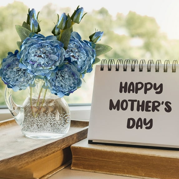 Gmogad 4 Head Burnt Peony Artificial Flower, Coated Fabric Realistic Floral Stem, Home Decor for Vase Wedding Office Desk, No Watering Faux Plant for Indoor Outdoor Holiday Decoration