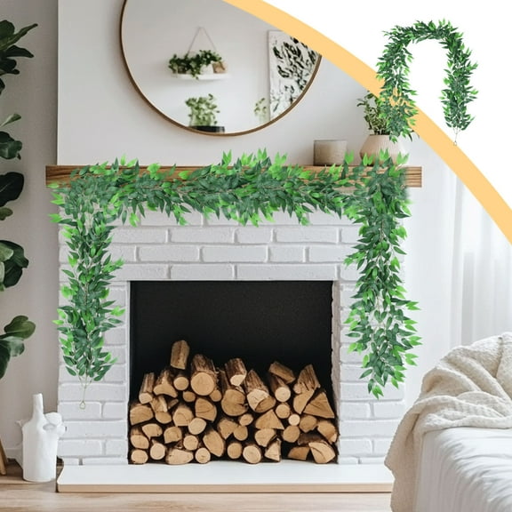 Gmogad 6.6Ft Faux Willow Leaf Rattan Garland, Artificial Hanging Vine for Wedding Backdrop, Home Decor, Realistic Greenery for Indoor/Outdoor Party Decorations