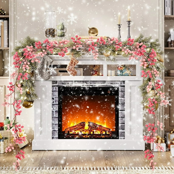 Gmogad 70in Artificial Christmas Garland with Red Berries - Realistic Rattan Vine Decor for Doors, Fireplace, Stairs - Indoor/Outdoor Holiday Wedding Party Decoration