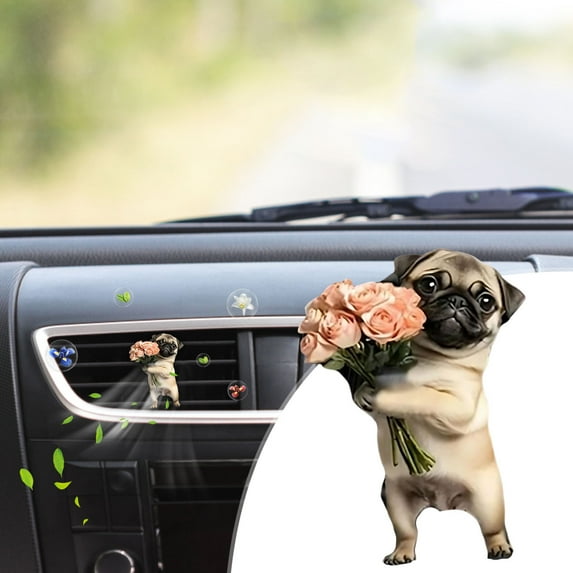 Gmogad Acrylic Car Air Vent Clip - Cute 3D Dog Pet Decor with Aromatherapy Function - Funny Auto Accessories for Dog Lovers - Secure No-Tools Installation