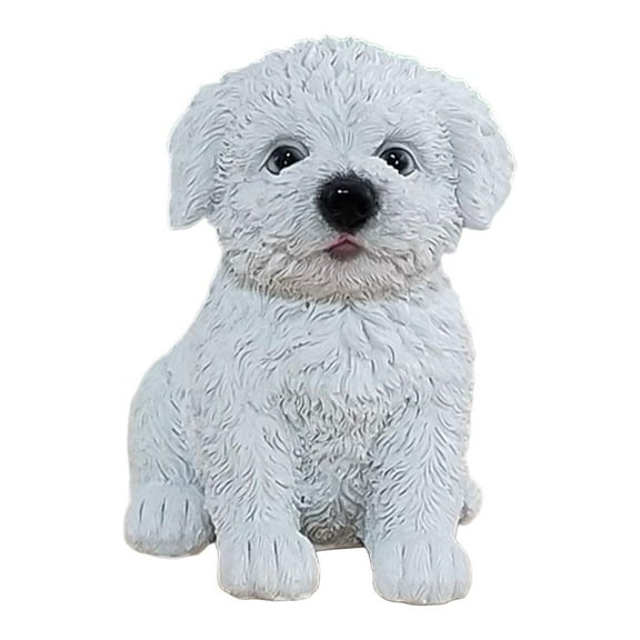 Gmogad Adorable Bichon Frise Resin Statue - Cute Pet Model for Home/Office Desk, Realistic Dog Lover Gift & Collectible