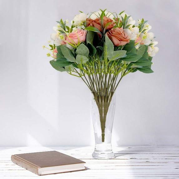 Gmogad Artificial Camellia Rose Bouquet, Realistic Silk Flowers for Vase/Wedding/Home Decor, Fade-Proof Outdoor & Indoor Arrangement