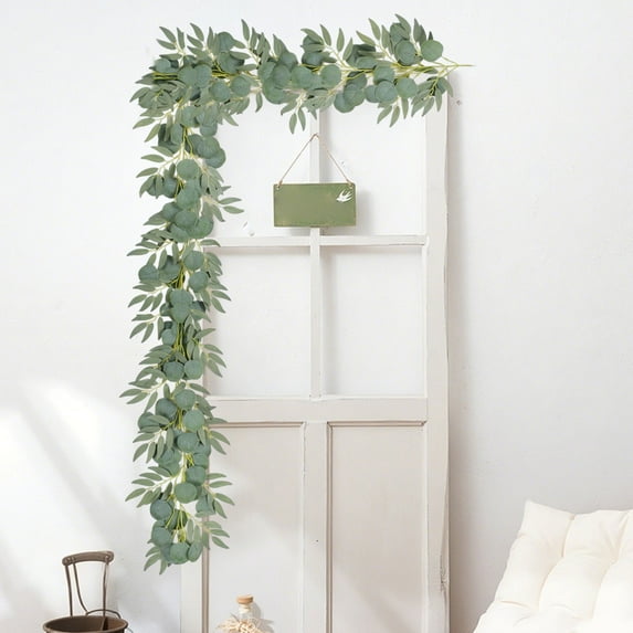 Gmogad Artificial Eucalyptus Garland, 6.5ft Realistic Willow Leaf Vine, Party Wedding Rattan Decoration, Indoor Outdoor Party Decor for Backdrop Arch Centerpiece Wall Ceiling Dangling Greenery