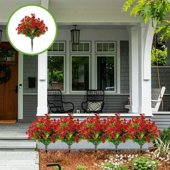 Gmogad Artificial Eucalyptus Plant - Realistic Outdoor Fake Shrub with Ground Spike for Garden Patio Porch Decor - Weatherproof Low Maintenance Year-Round