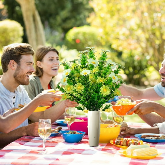 Gmogad Artificial Marigold Flower Arrangement 35cm - UV Resistant Outdoor Balcony Decor - Realistic Silk Chrysanthemums No Maintenance