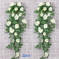 thumbnail image 1 of Gmogad Artificial Rose Garland 2-Pack - 36 Inch Fake Flower Vine for Wedding Arch Home Party Decor - Hanging Floral Arrangement with 17 Roses & Leaves for Indoor Outdoor Decoration, 1 of 7
