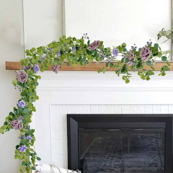 Gmogad Artificial Vines Rose Eucalyptus Garland 6ft Realistic Hanging Plants for Home Wedding Party Decor Artificial Vines Bendable Greenery Foliage Decoration for Wall Staircase