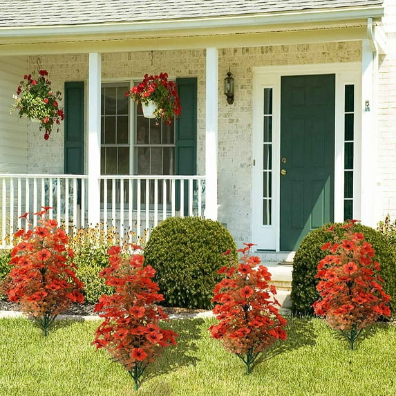 Gmogad Artificial Violet Flower Stakes - Outdoor Garden Decor for Yard, Patio, Festival, Wedding, Weatherproof Plastic Plants, Realistic Greenery Decor