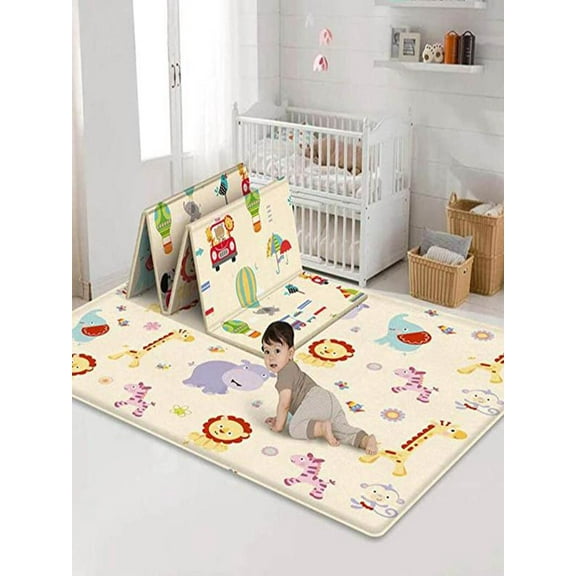 Gmogad Baby Play Mat Foldable Baby Crawling Mat Reversible Baby Play Gym Mat Non-Slip white