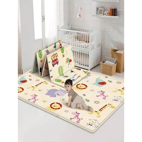 Gmogad Baby Play Mat Foldable Baby Crawling Mat Reversible Baby Play Gym Mat Non-Slip white