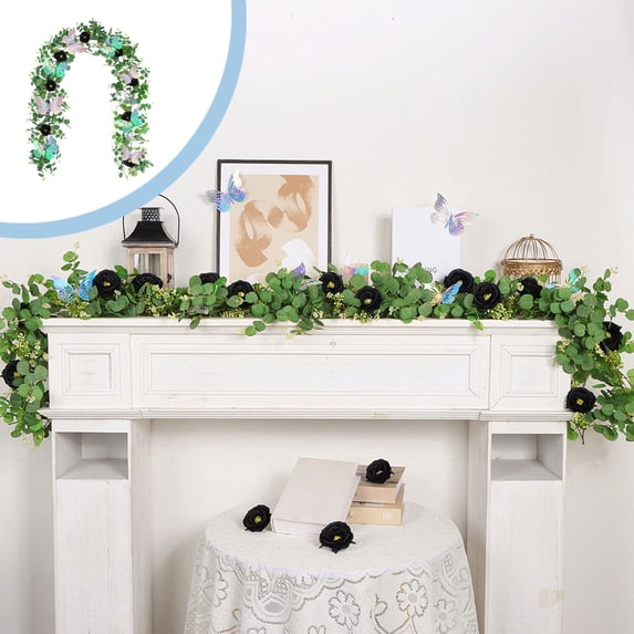 Gmogad Butterflies Rattan Garland Eucalyptus Vines 6ft Wedding Home Decor Photography Props Butterflies Rattan Garland Wall Hanging Decor for Party Events