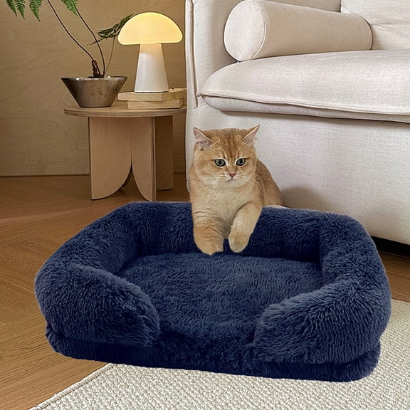 Gmogad Calming Dog Cat Bed Cuddler, Soft Fluffy Faux Fur Pet Cushion for Small and Medium Dogs and Cats, Cozy Warming Nest with Non-Slip Bottom for Indoor Rest and Sleeping Comfort