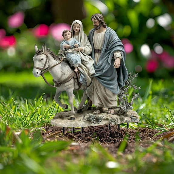 Gmogad Christmas Nativity Ground Decor - Religious Birth Scene Outdoor Display - Handcrafted Festive Yard Ornaments for Family Gatherings