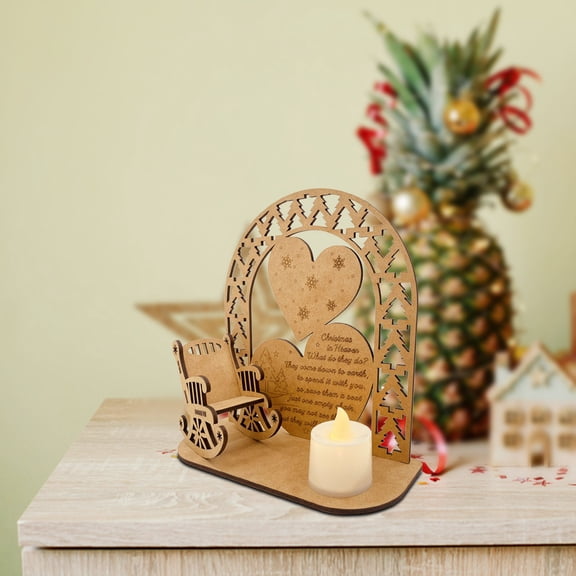 Gmogad Christmas Remembrance Ornament, Christmas Remembrance Candle Commemorate Loved Ones in Heaven, Rocking Chair Christmas Angel Poem Desktop Wooden Christmas Memorial Ornament