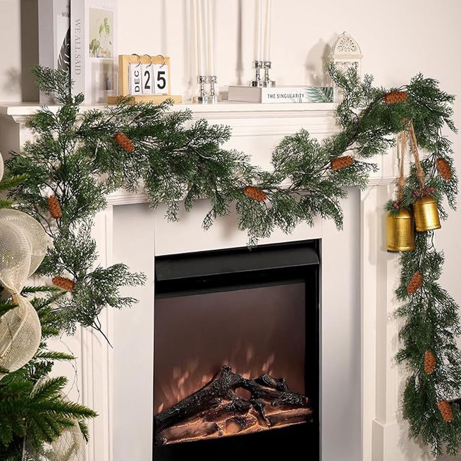 Gmogad Christmas Wreath Pine Needle Garland 6.5ft Bendable Holiday ...