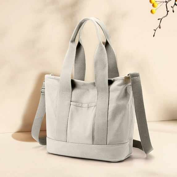 Gmogad Classic Bag - Cotton Canvas Shoulder Bag With Upgraded Features Vintage Canvas Satchel Bag For Men Women White