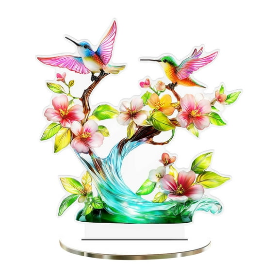 Gmogad Colorful Flying Birds Acrylic Stand - 3D Tabletop Ornament for Home/Office, Modern Scandinavian Style Decor with Layered Branch Design