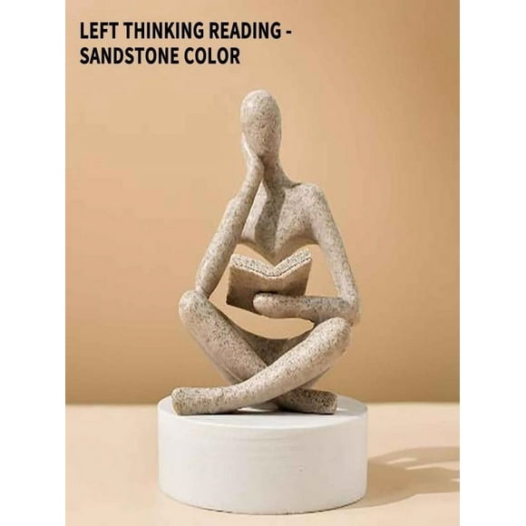 Gmogad Creative Abstract Thinker Bookend for Home Aesthetic, Study, and Wine Cabinet – Stylish Shelf Decor Accent and Thoughtful Gift for Living Room, Bar, or Coffee Shop KhakiA