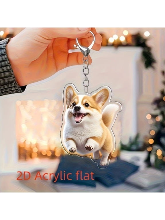 Gmogad Cute Chihuahua Keychain, Adorable Dog Lover Gift Idea, 2D Acrylic Pet Accessories for Car Keys, Running Dog Design Pet Memorial Gift, Small Dog Breed Key Ring for Pet Owners