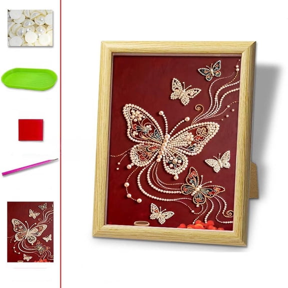Gmogad DIY Pearl Painting Kit Castle Beaded Art Craft Set with Frame, 3D Bead Embroidery Beaded Painting for Adults Kids, Sparkling Wall Art Craft Kit for Home Wall Decor Gift