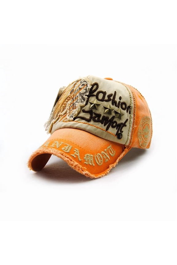 Distressed Baseball Cap with Letter Patchwork, Adjustable Buckle Casual Hat, Outdoor Flannel Baseball Cap for Men Women, Vintage Style Daily Wear Street Fashion Gift
