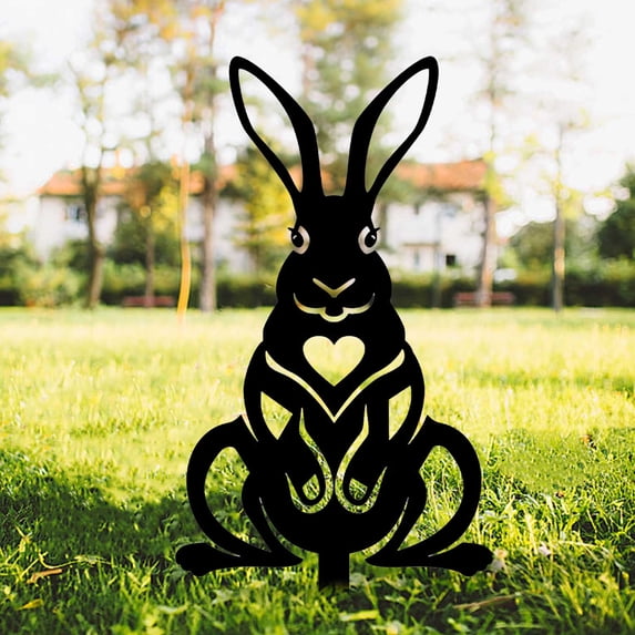 Gmogad Easter 3D Acrylic Bunny and Egg Courtyard Decoration, Outdoor Garden Floor Plug Ornament for Lawn, Patio, Yard, Festive Spring Holiday Decor for Easter Celebration or Everyday Outdoor Display