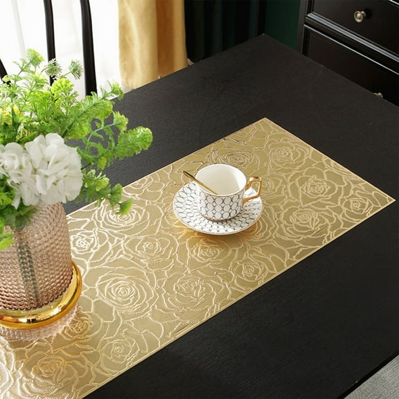 Gmogad Elegant Rose Table Runner 36x13in Decorative Dining Table Cover Washable Heat-Resistant for Wedding Party Holiday Home Decor