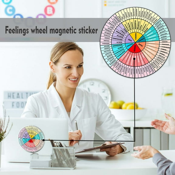 Gmogad Emotional Wheel Magnet, Feelings Chart Refrigerator Stickers Magnet, Emotional Wheel Magnet, Mental Health Decor for Home Office Counseling Room Decor