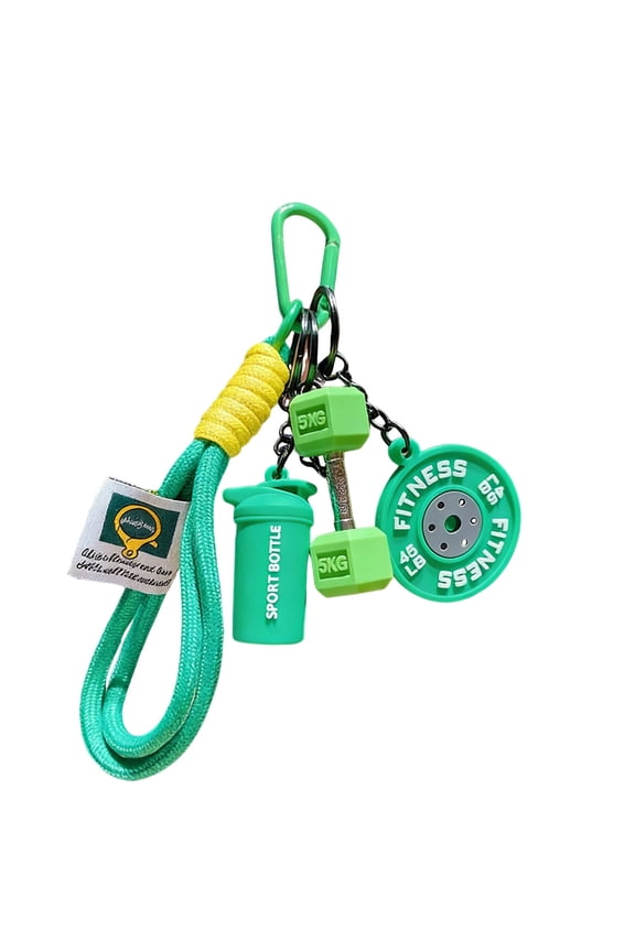 Fitness Keychain Set with Dumbbell Barbell Kettle Pendants, Silicone Gym Training Keychain Accessories for Backpack Keys Locker, Motivational Gift for Fitness Lovers