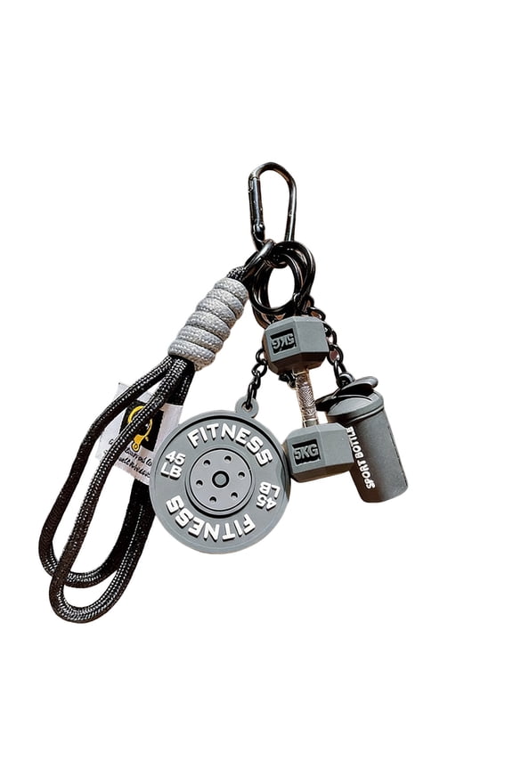 Fitness Keychain Set with Dumbbell Barbell Kettle Pendants, Silicone Gym Training Keychain Accessories for Backpack Keys Locker, Motivational Gift for Fitness Lovers