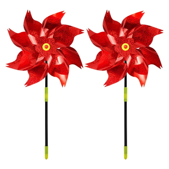 Gmogad Garden Bird Repellent Spinners, 2 Pack Reflective Wind Powered Scare Device for Outdoor Yard Farm Protection, Humane Visual Deterrent and Decorative Pinwheel for Crops Fruit Trees