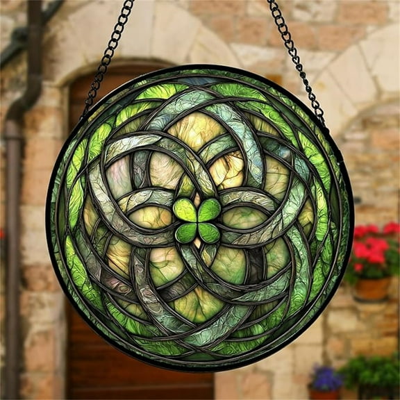 Gmogad Glass Sun Catcher Hanging Pendant, Colored Totem Circular Window Decoration, Light Refracting Sunlight Catcher for Home Balcony Garden, Decorative Hanging Ornament Gift for Family Friends