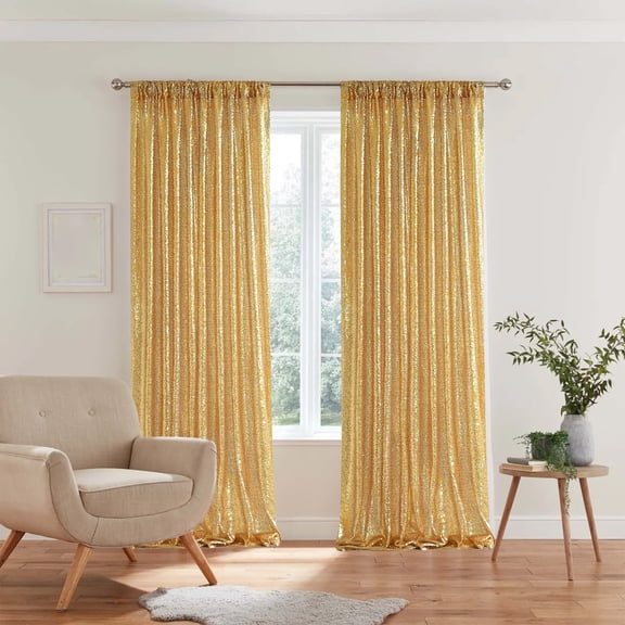 Gmogad Gold Sequin Background Curtain, Party Wedding Stage Decoration, Large Sparkling Holiday Backdrop for Photo Booths, Event Celebration, Banquets, Birthday and Wedding Parties