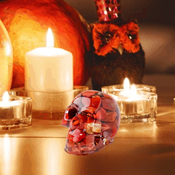 Gmogad Halloween Decorations Skull Resin Craft – 2x3cm Mini Spooky Ornament for Tabletop, DIY, Party, Haunted House Theme, Unique Gift for Horror Fans