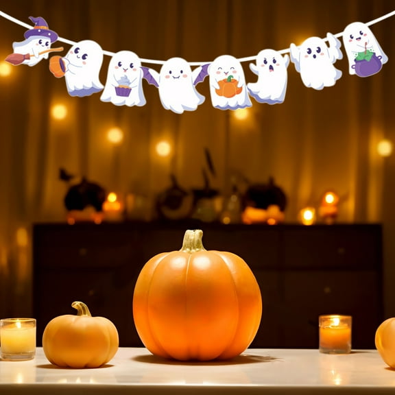 Gmogad Halloween Hanging Ghost Pull Flags, Scary Party Backdrop Wall Decor, Spooky Photo Booth Props, Haunted House Indoor Outdoor Display