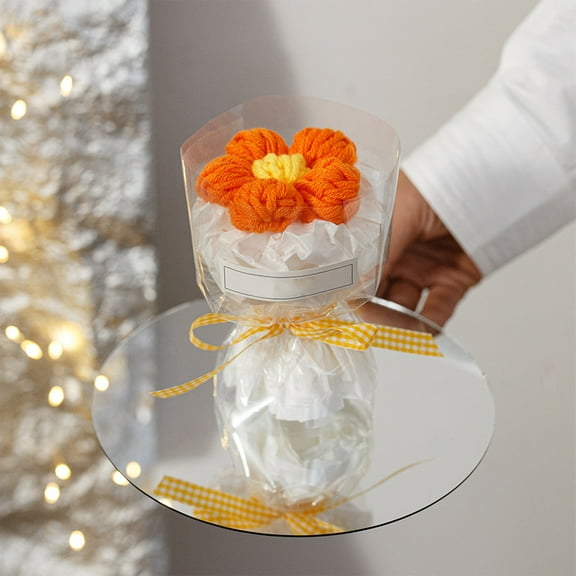 Gmogad Handmade Crochet Flower Bouquet – Ready-to-Gift Knitted Roses & Sunflowers, Allergy-Free, Mother’s Day, Wedding, Home Decor, Vintage Style