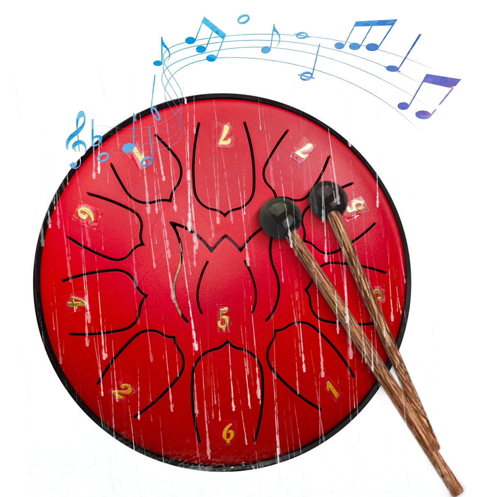 Gmogad Handpan Drum 6 Inch 11 Tone, Complete Steel Tongue Drum Kit with Mallets Stickers Bag, Handpan Drum Instrument for Music Lovers Beginners Kids, Portable Sound Healing Tool for Stress Relief