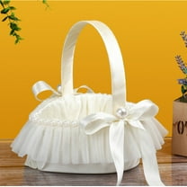 Gmogad Heart-Shaped Wedding Flower Basket - Milky White Bridesmaid Petal Toss Basket Decorative Centerpiece for Ceremony Reception Party Decor