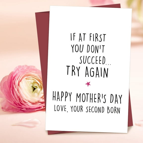 Gmogad Hilarious Mother’s Day Card, Sarcastic Second-Born Gift for Mom, Thick 350GSM Greeting Card with Envelope, Humorous Birthday from Daughter/Son