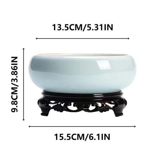 Gmogad Hydroponic Bonsai Bowl with Ceramic Planter and Stand, Chinese Style Water Flower Bowl for Indoor Outdoor Use, Decorative Ceramic Pot for Office Garden and Home Decor