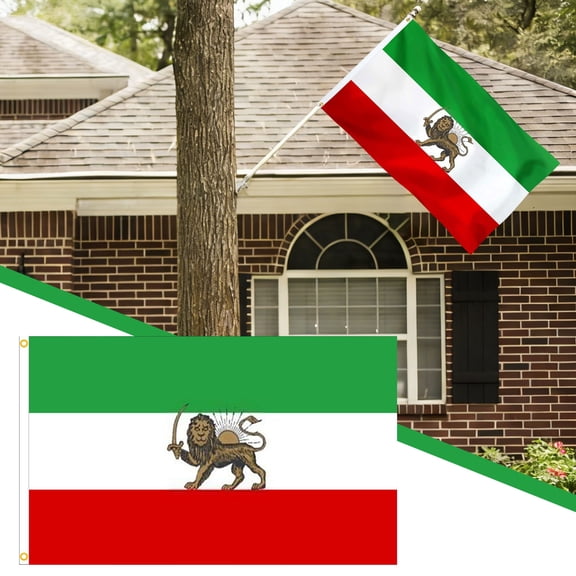 Gmogad Iran Pahlavi Flag 3x5FT Outdoor Polyester Display Banner, Bright Royal Lion Symbol Cultural Flag for Porch Wall Yard, Long Lasting Hanging Flag for Celebrations Exhibitions Office