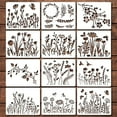 thumbnail image 1 of Gmogad Large Flower Stencils Set 12PC Reusable DIY Painting Templates for Wood Walls Canvas Garden Fence Home Decor Craft Projects Floral Patterns, 1 of 7