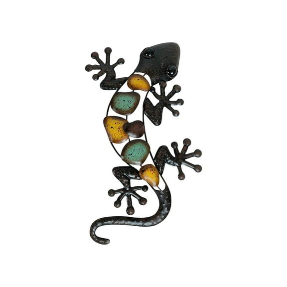 Gmogad Metal Gecko Wall Decor, Outdoor/Indoor Lizard Wall Art, Handmade Rustproof Garden Fence Decoration, 15.2 Inch Large Hanging Art for Living Room, Bedroom, Porch - Unique Gift Idea