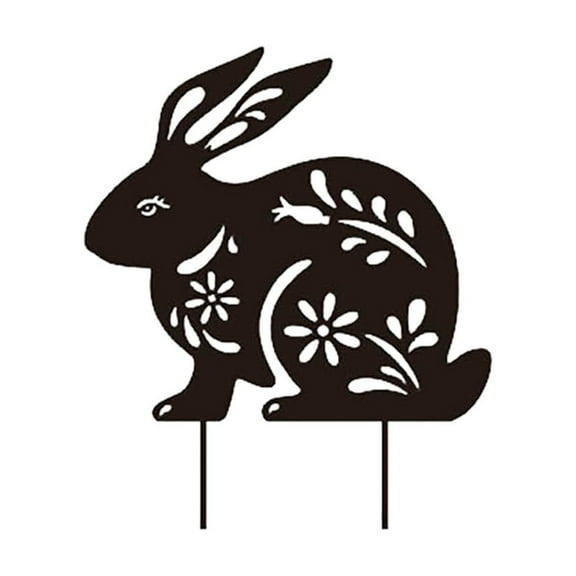 Gmogad Metal Hollow Out Garden Decoration Stake, Creative Rabbit Silhouette Art for Outdoor Lawn, Weather Resistant Iron Ornament for Yard Patio Landscape Home Decor Gift