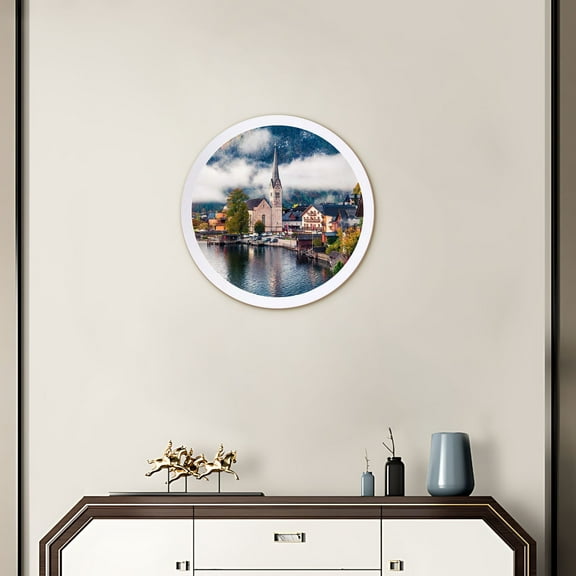 Gmogad Modern Round Photo Frame, 16 Inch Wall Mount Picture Frame for Home Office Decor, Circular MDF Wooden Frame with PMMA, Easy Install Wall Art Decoration