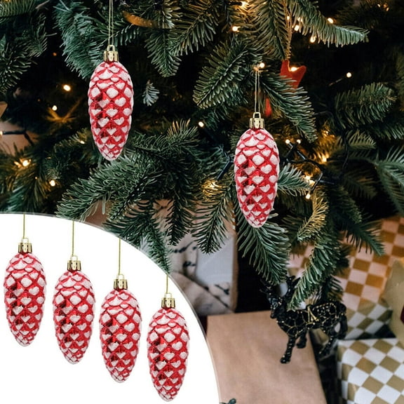 Gmogad Painted Fruit Ball Ornaments, Christmas Fruit Ornaments, 5 Pack Painted Hanging Decor for Tree Home, Golden Accent Holiday Decorations for Party Fireplace Festive Gift