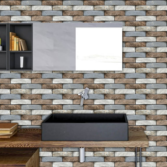 Gmogad Peel & Stick Tile Stickers - Self-Adhesive Kitchen Backsplash, Waterproof Bathroom Wall Decal (30x30cm, 5-Pack), No Glue Easy DIY Removable Decor