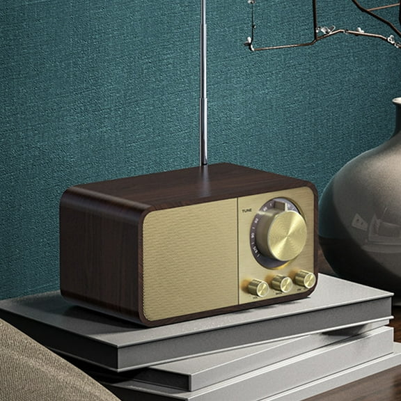 Gmogad Retro Bluetooth Speaker, HIFI Sound. Multiple Connections. Bluetooth 5.0, Card Playback, AUX, FM Radio, High-Def Voice Call, 1800mAh Battery, 3-5h Playback Brown