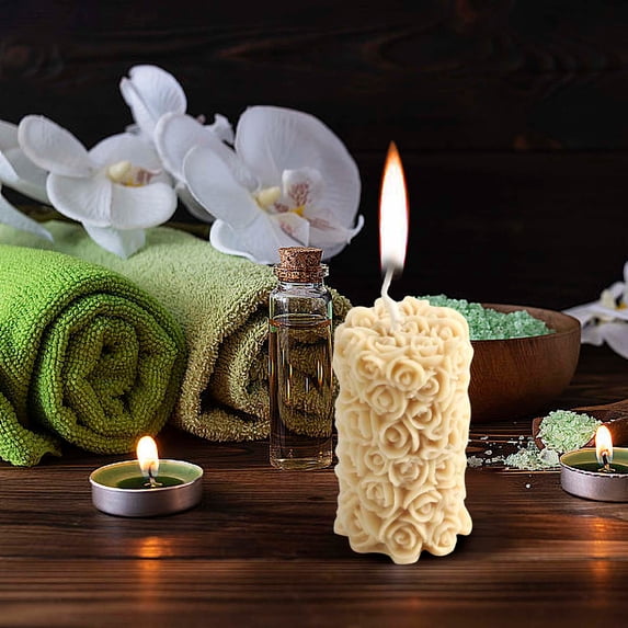 Gmogad Rose Pillar Scented Candle, Sculpted Aromatherapy Candle For Home Decor, Decorative Birthday Gift Candle For Relaxation, Fragrant Vegetable Wax Candle With Floral Design